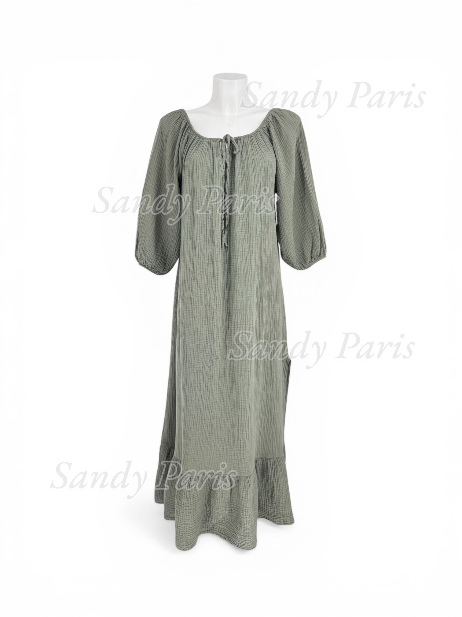 Grossista Sandy Paris - Abito lungo in garza di cotone – Fascino bohémien e comfort naturale