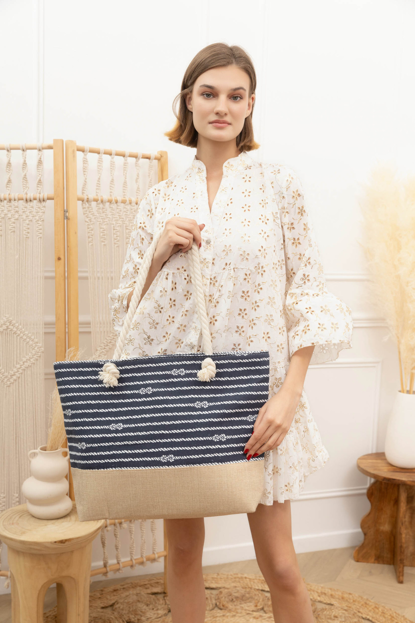 Grossista Sandy Paris - Borsa da spiaggia a righe verticali