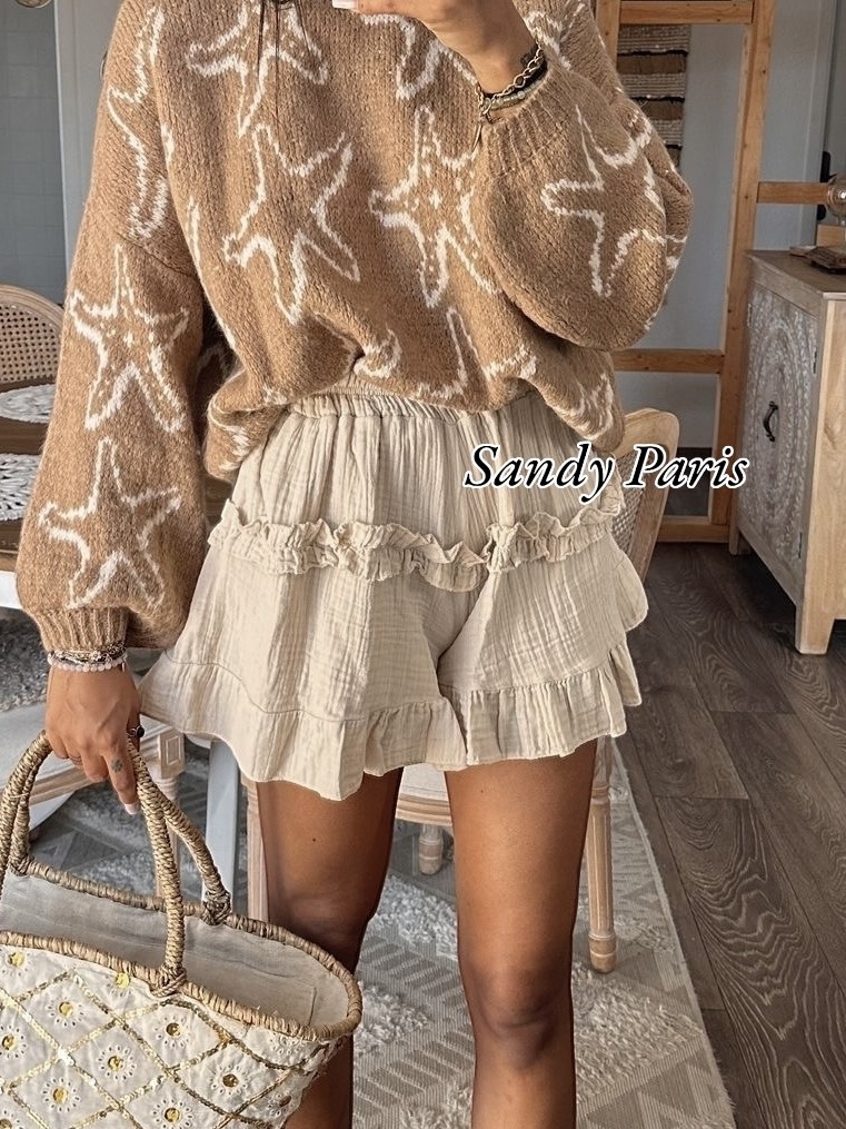 Großhändler Sandy Paris - Baumwoll-Gaze-Rockshorts mit Rüschen – Eleganz und Komfort