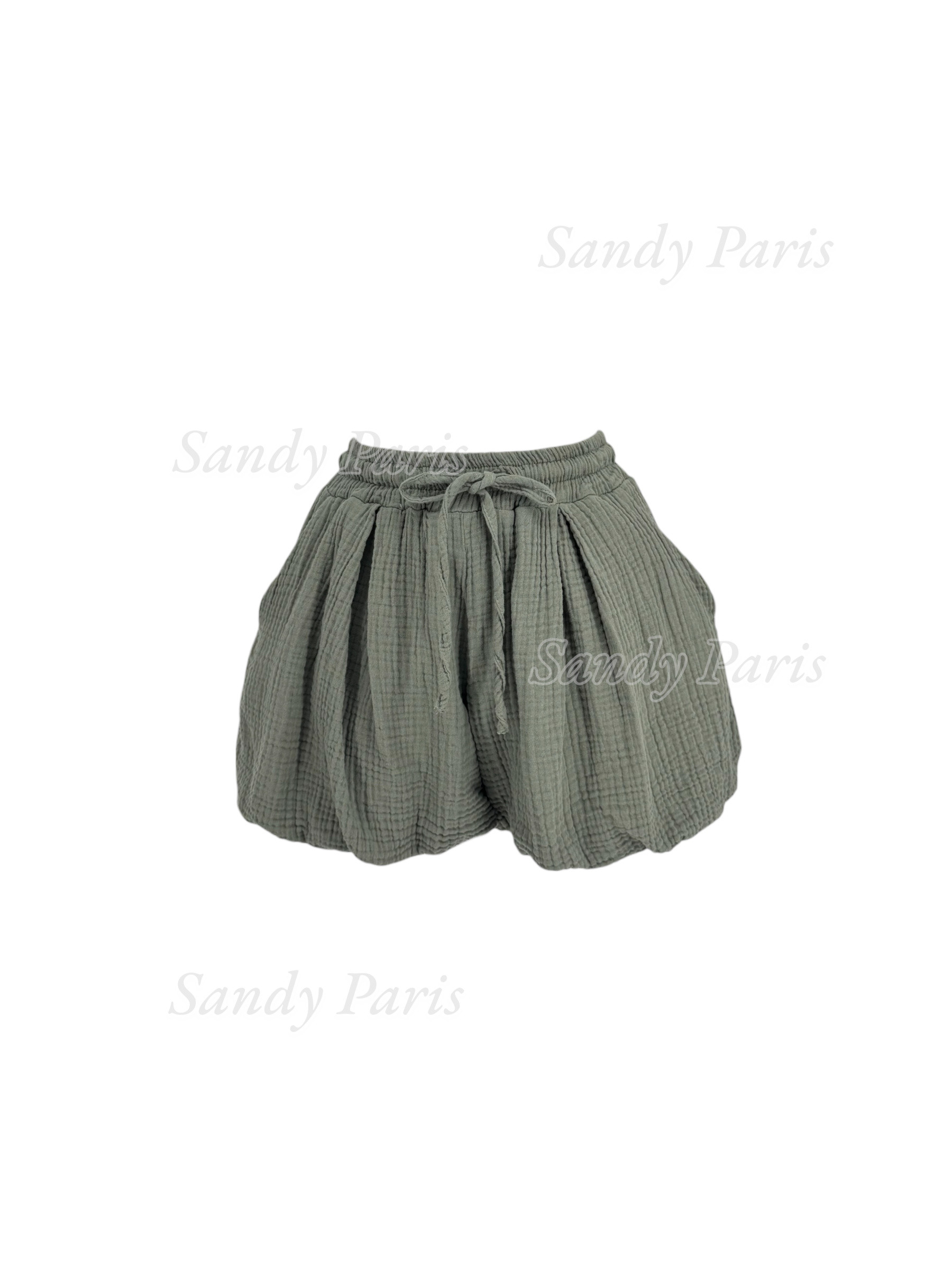 Mayorista Sandy Paris - Shorts con efecto abombado en gasa de algodón – Comodidad y volumen a la moda