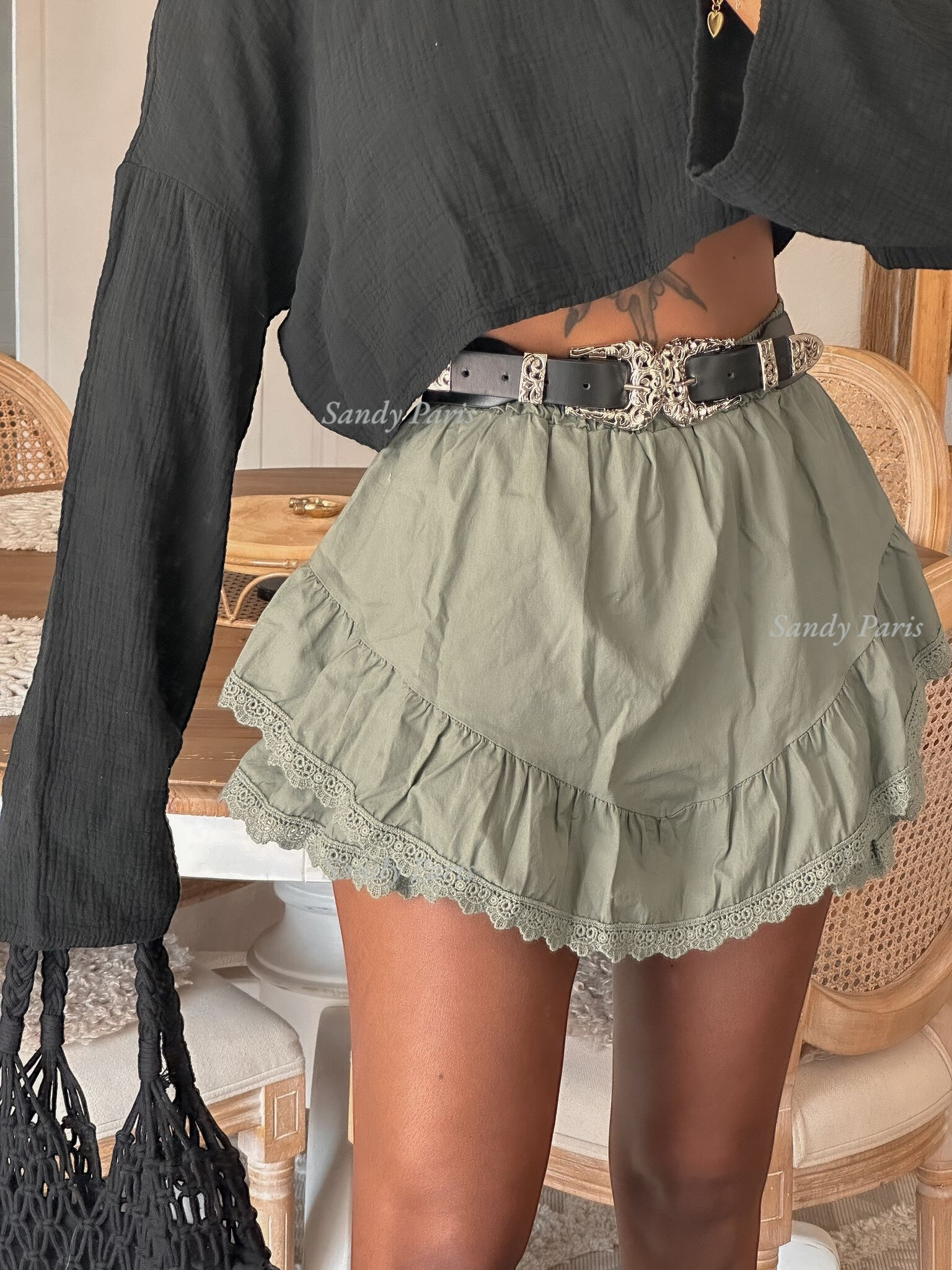 Wholesaler Sandy Paris - Flounced cotton skort Sandy Paris