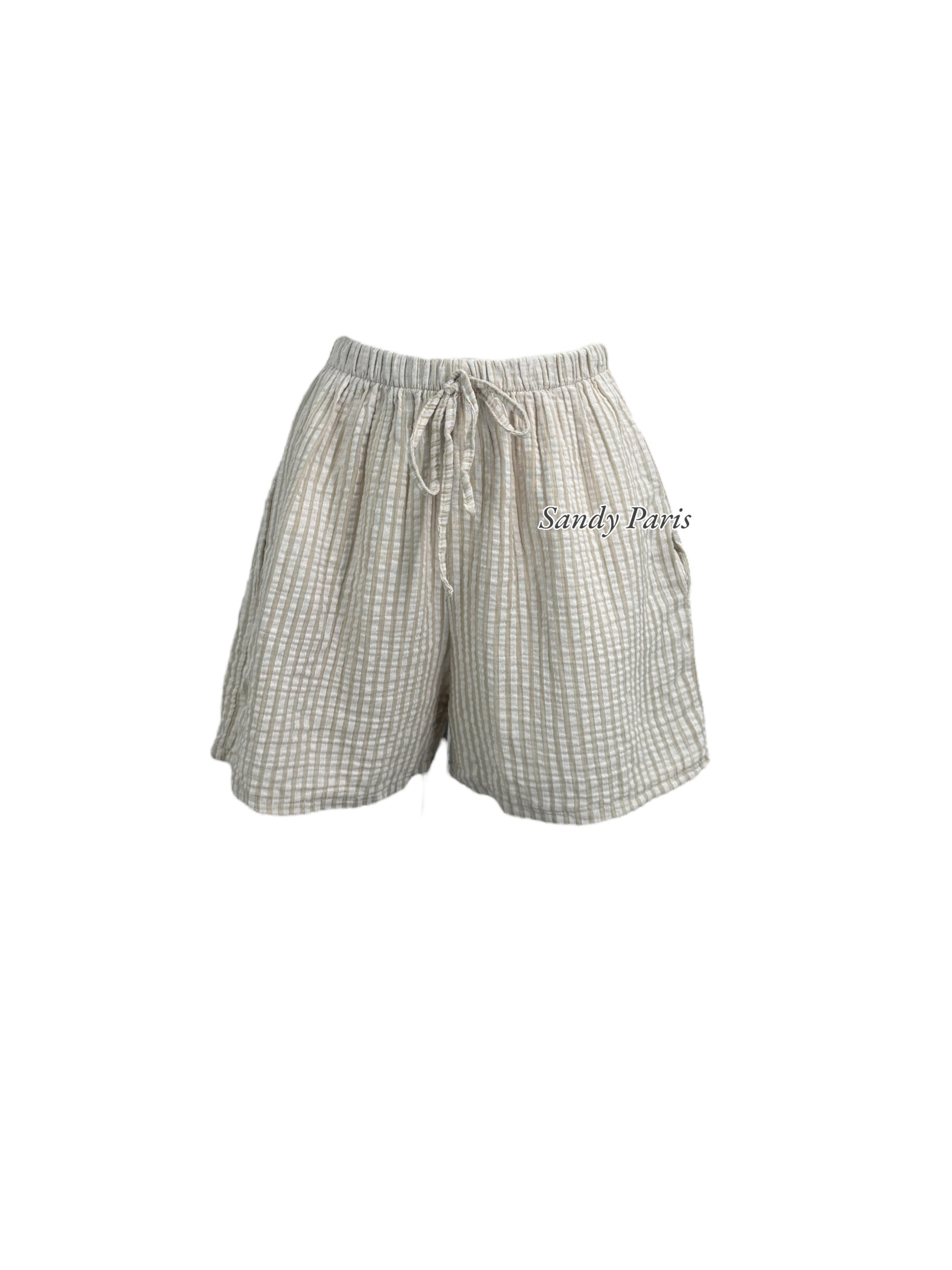 Großhändler Sandy Paris - Gestreifte Shorts in Baumwollgaze - Komfort und entspannter Stil