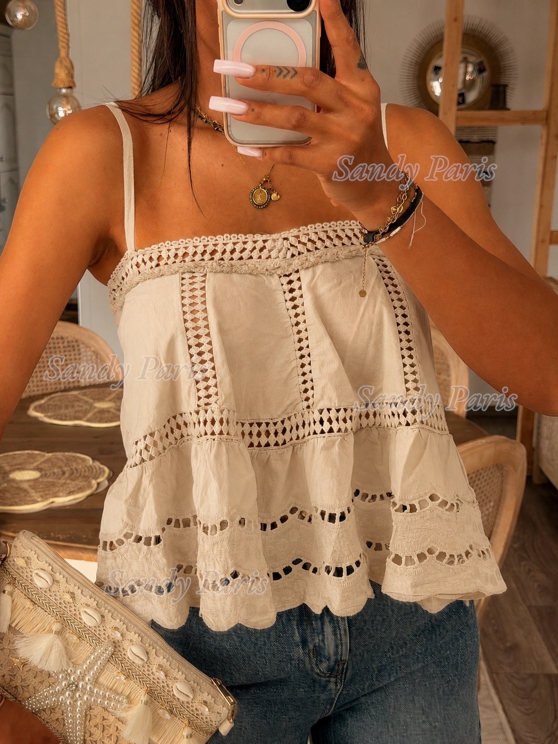 Grossista Sandy Paris - Top in cotone ricamato – Spirito bohémien & dettagli raffinati
