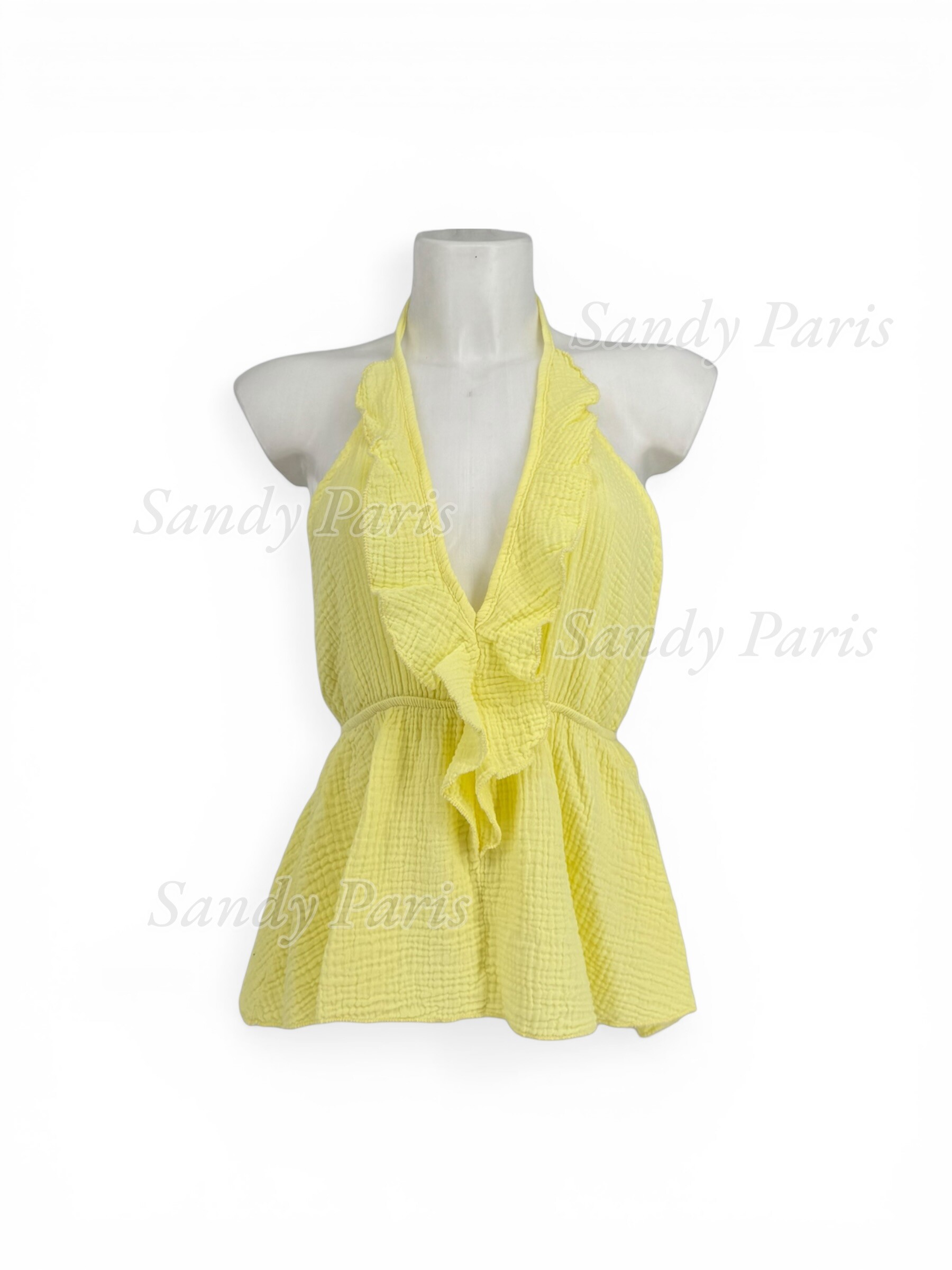 Mayorista Sandy Paris - Top con volantes y espalda descubierta – Estilo bohemio de verano