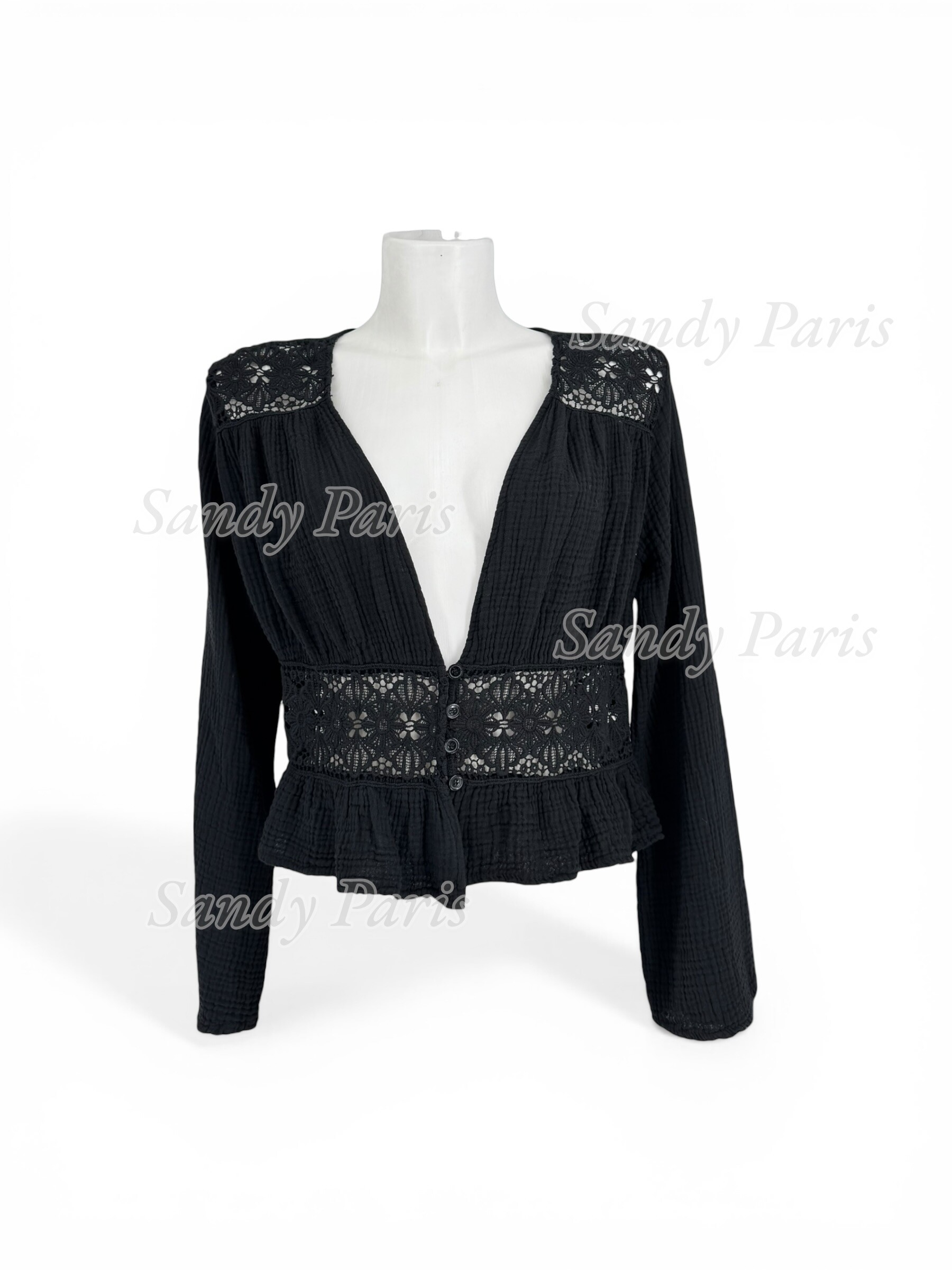 Mayorista Sandy Paris - Blusa fluida con detalles de encaje – Estilo bohemio