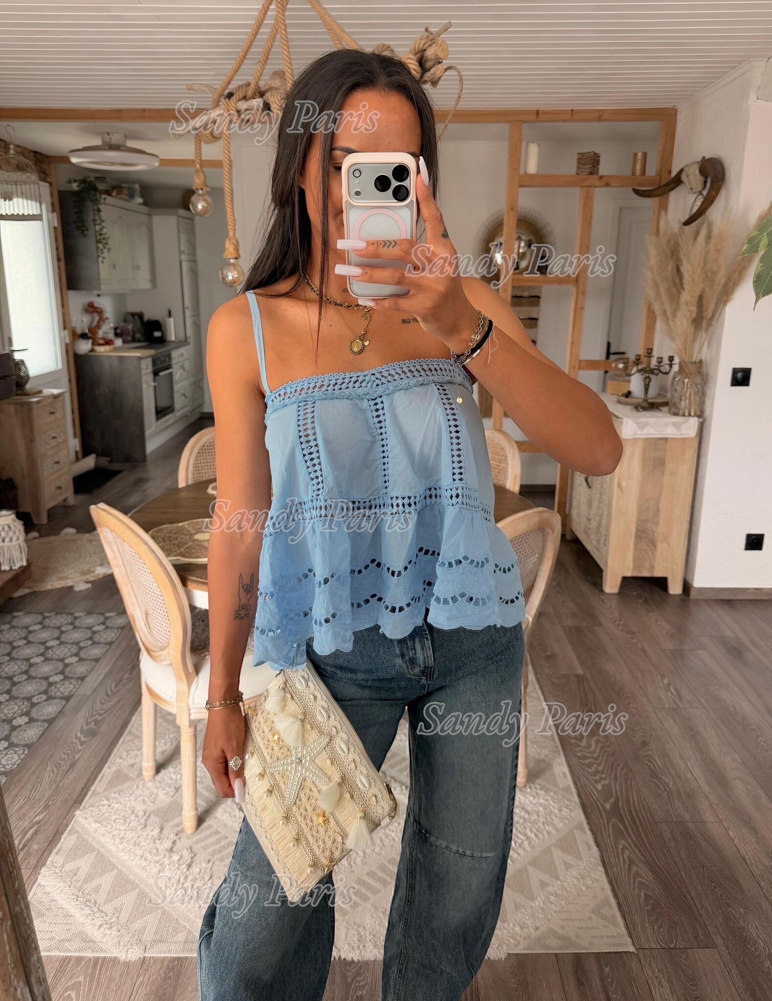 Großhändler Sandy Paris - Baumwolltop mit Stickereien – Bohemian Flair & raffinierte Details