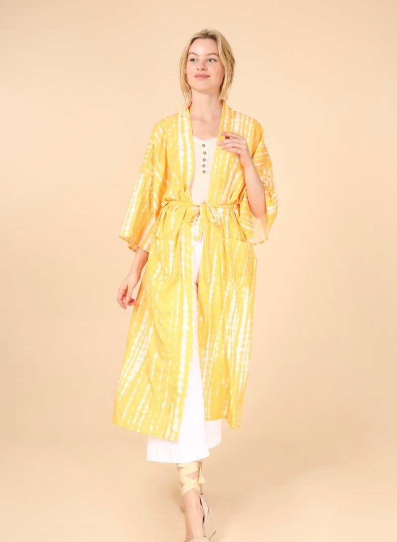 Wholesaler Sandy Paris - Tie & dye caftan with kimono belt