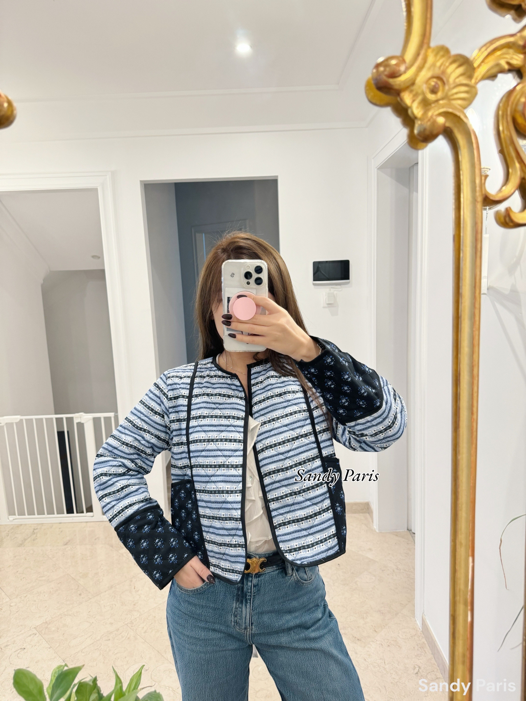 Großhändler Sandy Paris - Gesteppte Jacke mit geometrischen Mustern