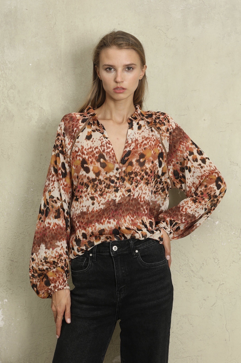 Mayorista SARAH JOHN - Blusa de gasa estampada
