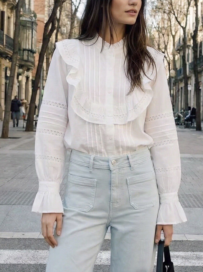 Mayorista Sarah John - Blusa de algodón con galones
