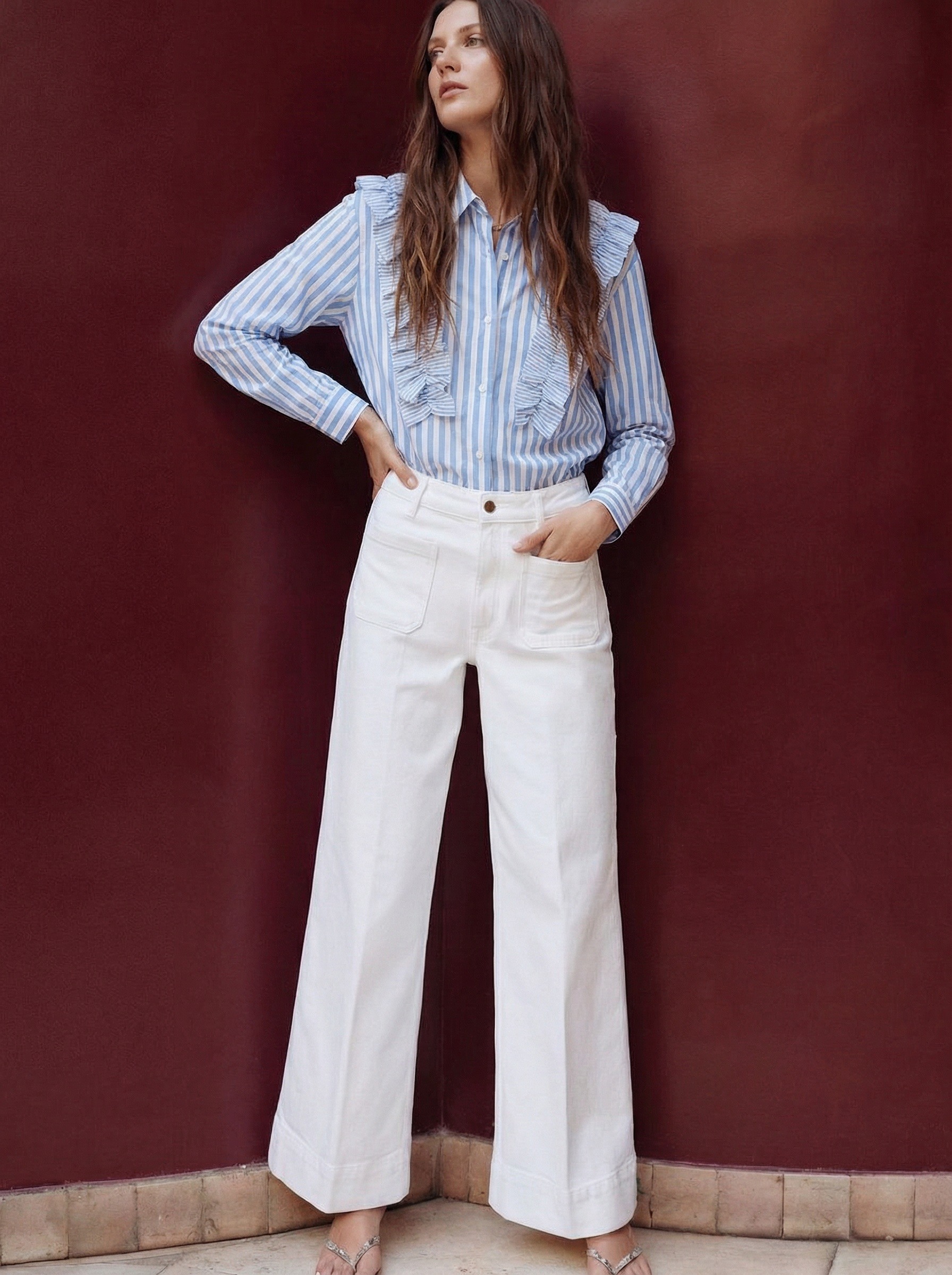 Mayorista Sarah John - Camisa con ribete de volantes