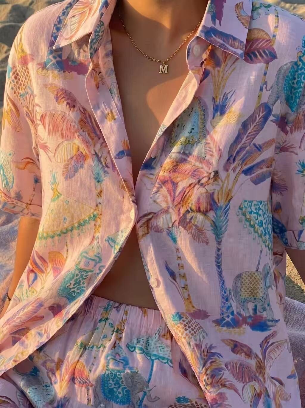 Grossiste Sarah John - Chemise manche courte imprimée