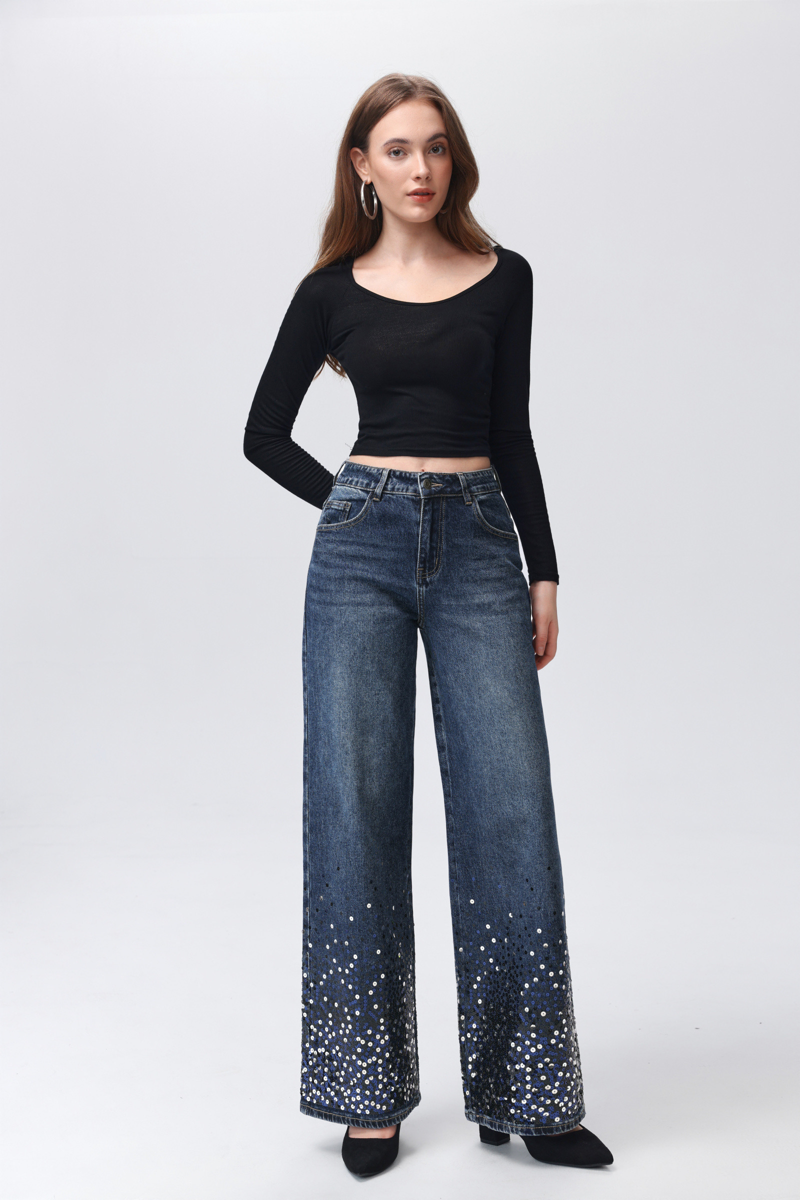 Wholesaler Sarah John - Sequin wide-leg jeans