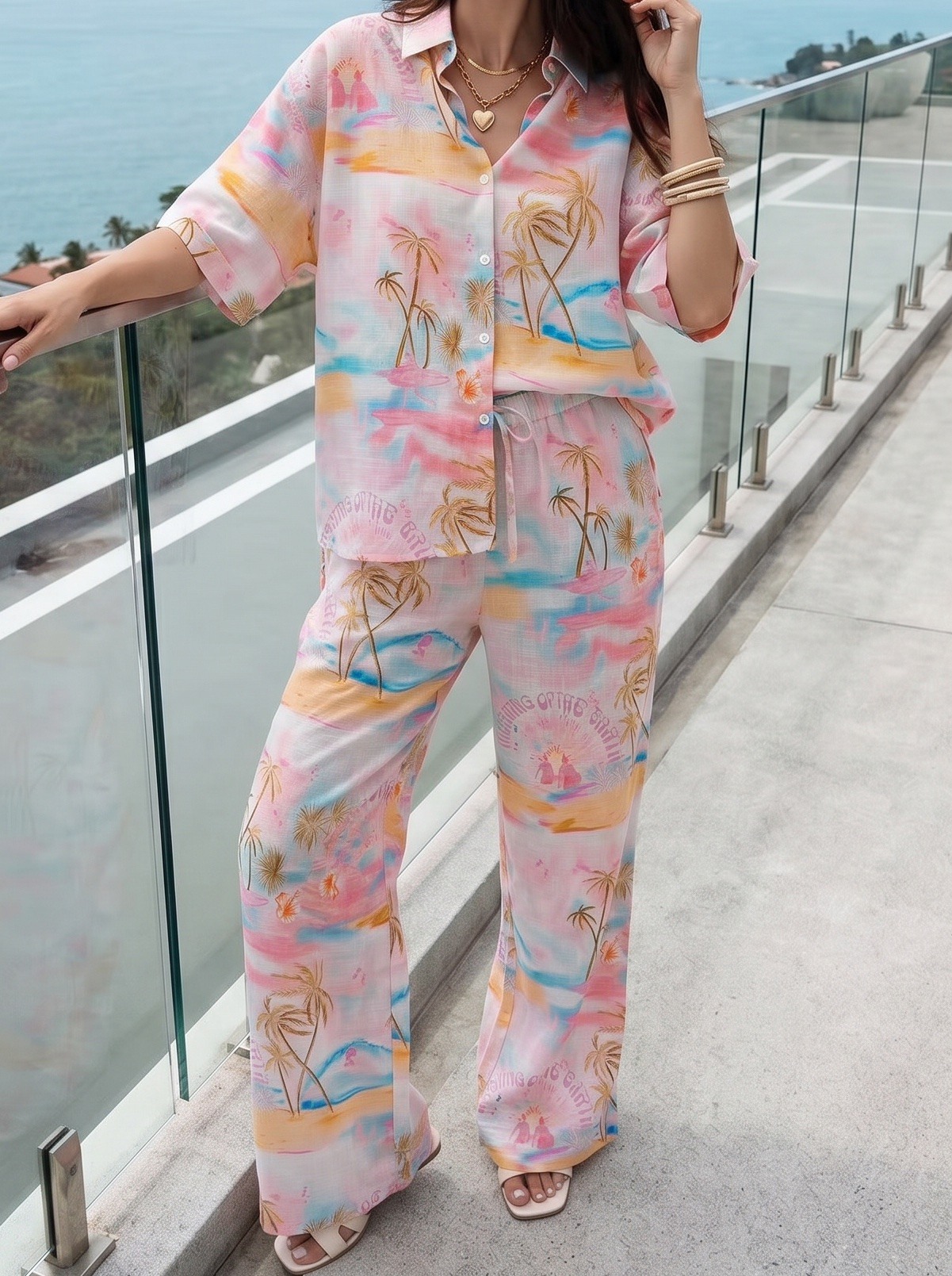 Grossiste Sarah John - Pantalon imprimée en coton