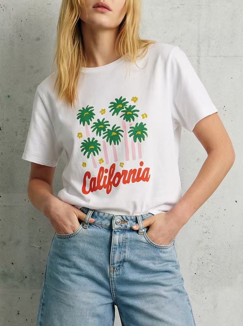 Grossiste Sarah John - Tshirt en coton imprimé