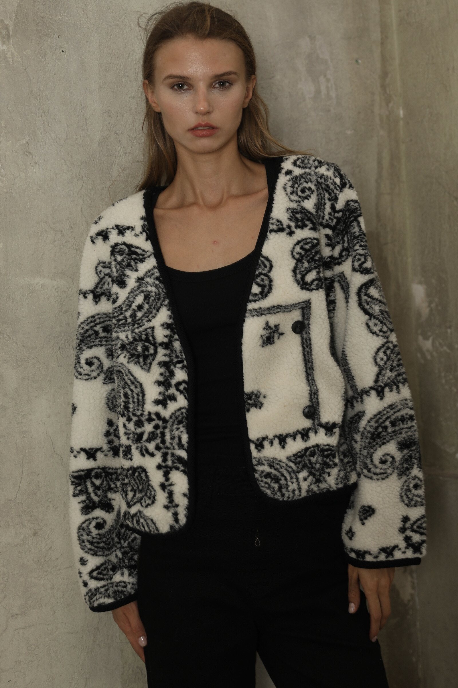 Mayorista SARAH JOHN - Chaqueta polar con estampado de cachemira