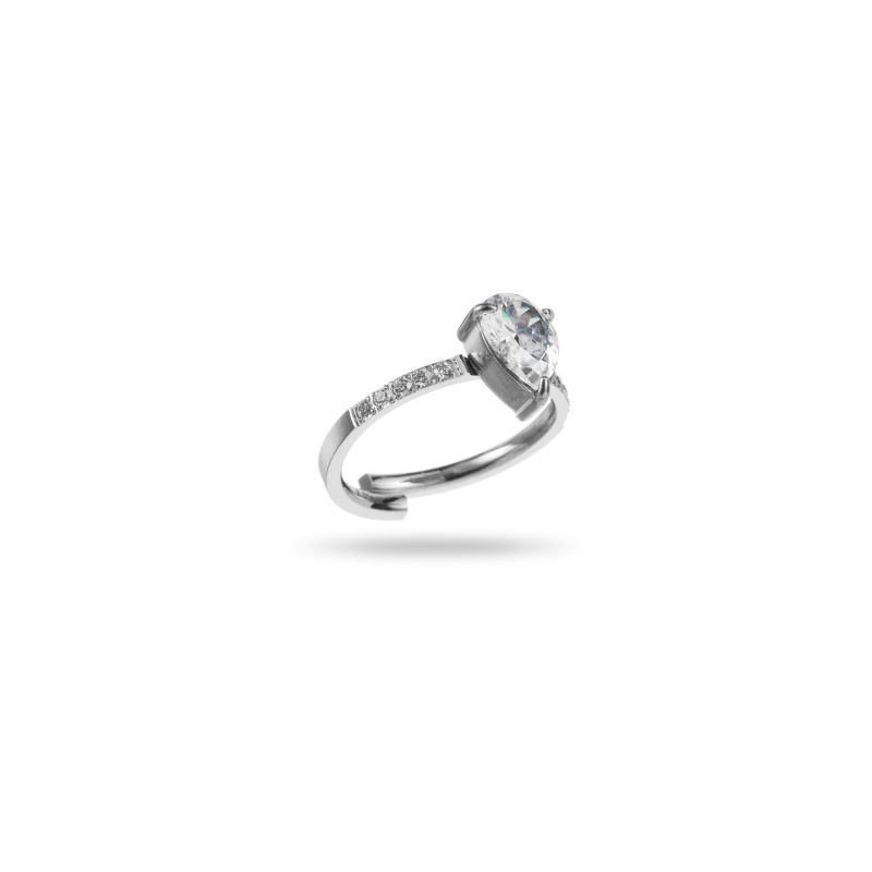 Wholesaler Satine - Rhinestone Pave Drop Solitaire Ring