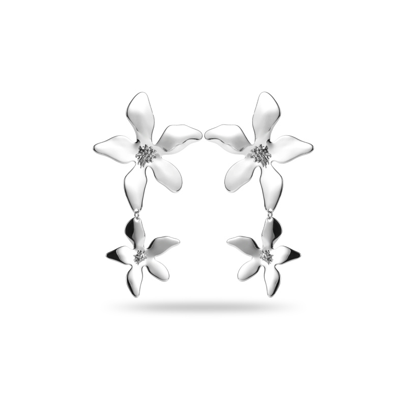 Wholesaler Satine - Double Orchid Mirrored Earrings