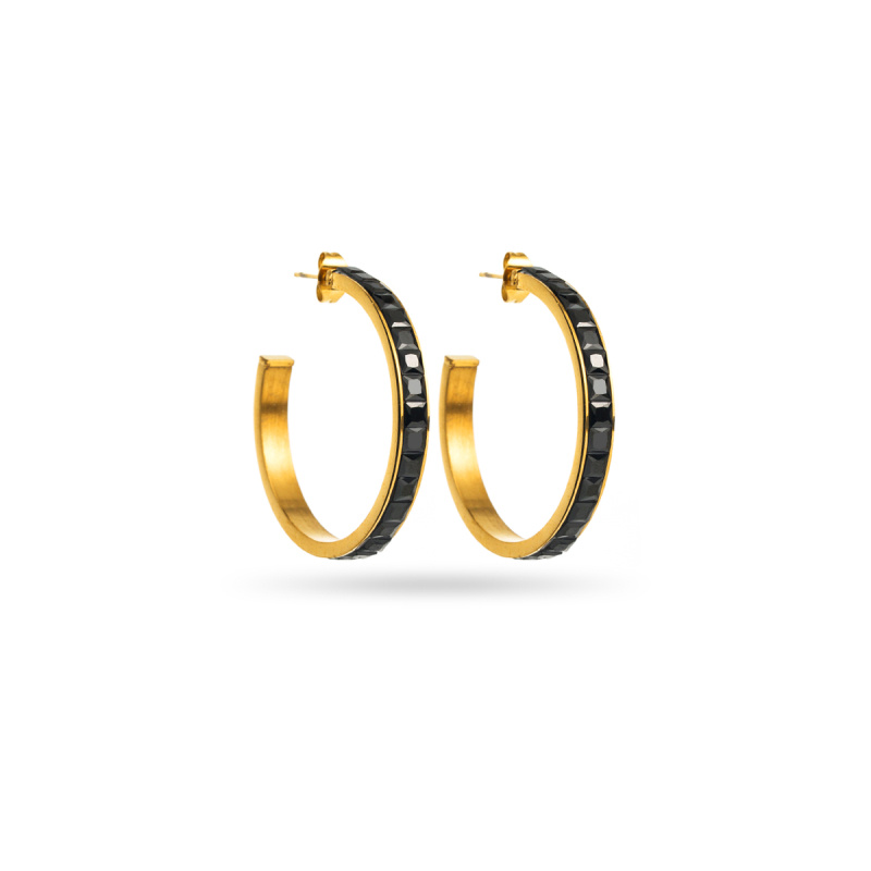 Wholesaler Satine - Rhinestone Hoop Earrings