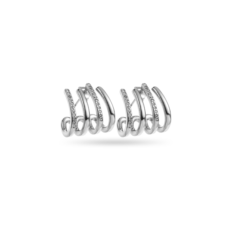 Wholesaler Satine - Multi Hoop Earrings with Rhinestones