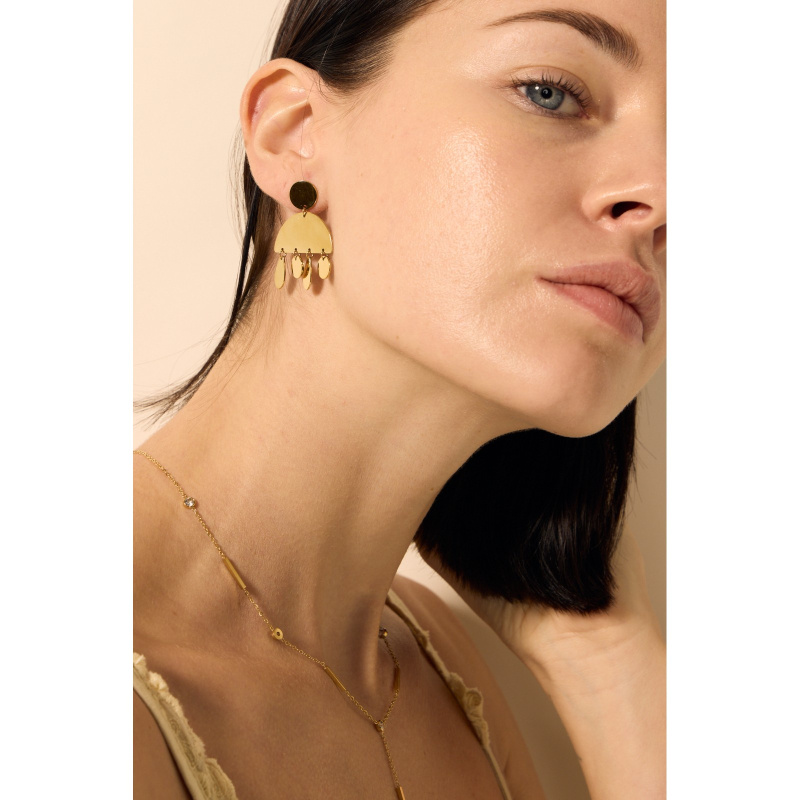 Wholesaler Satine - Half Circle Earrings with Drops