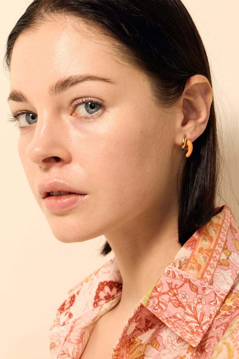 Wholesaler Satine - Double Wave Earrings with Color