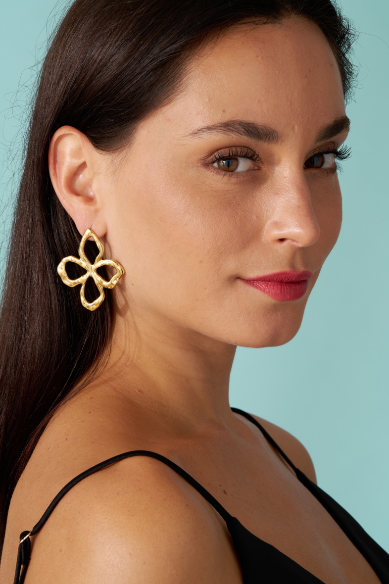 Wholesaler Satine - Irregular Hammered Clover Earrings