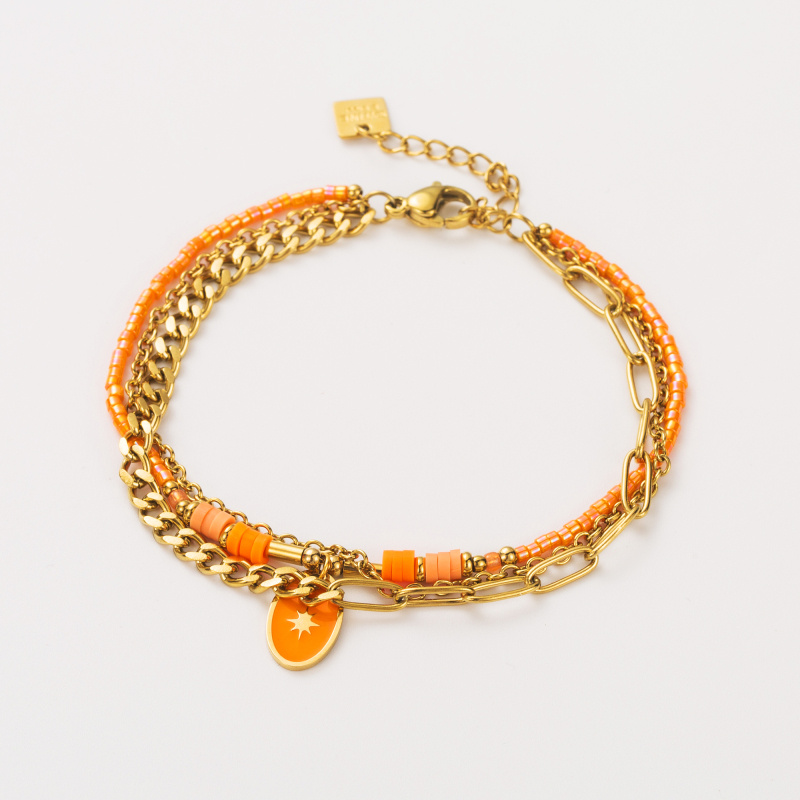 Wholesaler Satine - Multi-Rang Heishi Bead Bracelet and Colorful Medallion Pendant