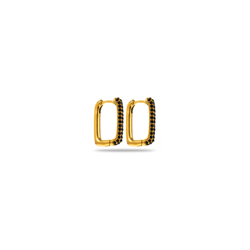 Wholesaler Satine - Mini Square Hoop Earrings with Rhinestones