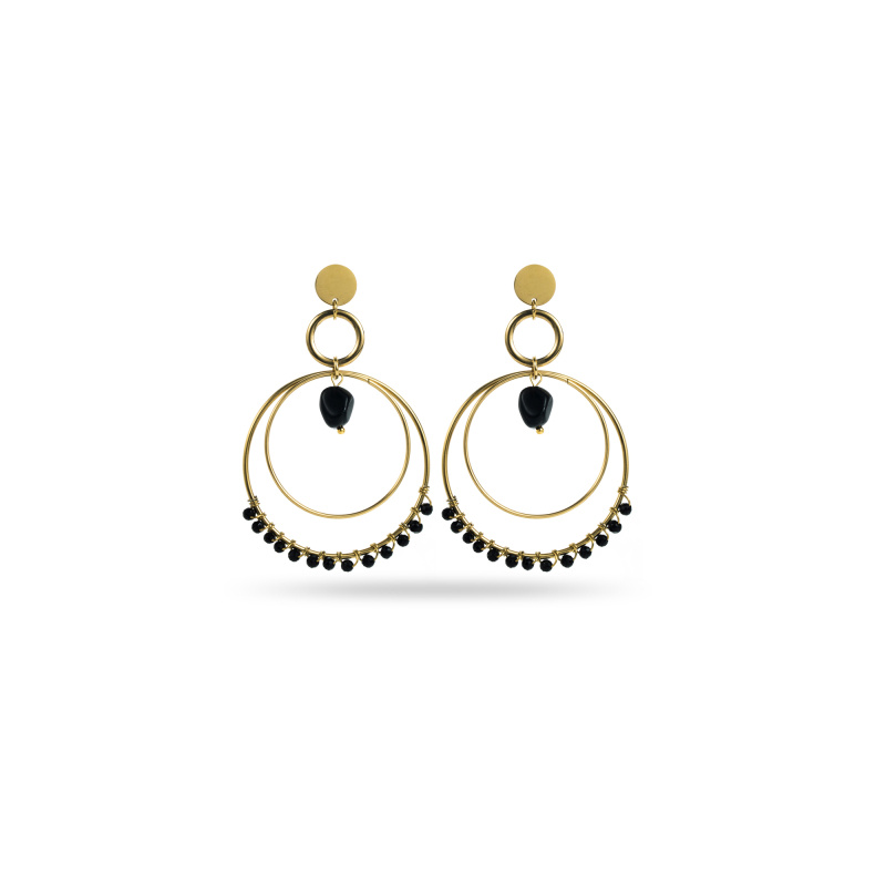 Wholesaler Satine - Double Hoop Earrings and Mini Stone Beads