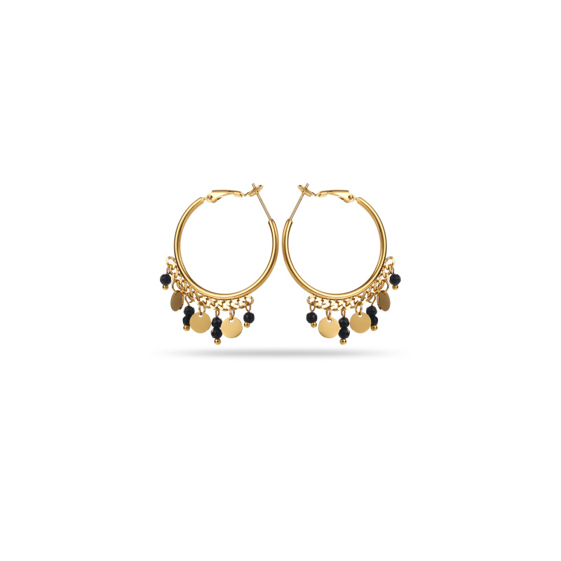 Wholesaler Satine - Hoop Earrings with Tassel and Chain