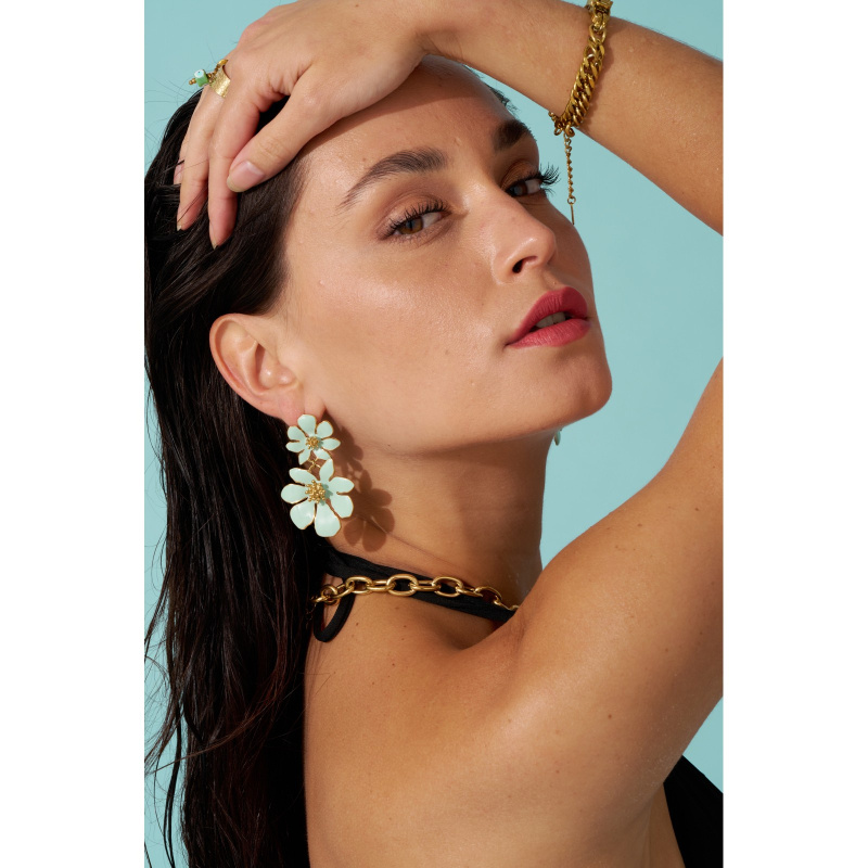 Wholesaler Satine - Double Flower Earrings