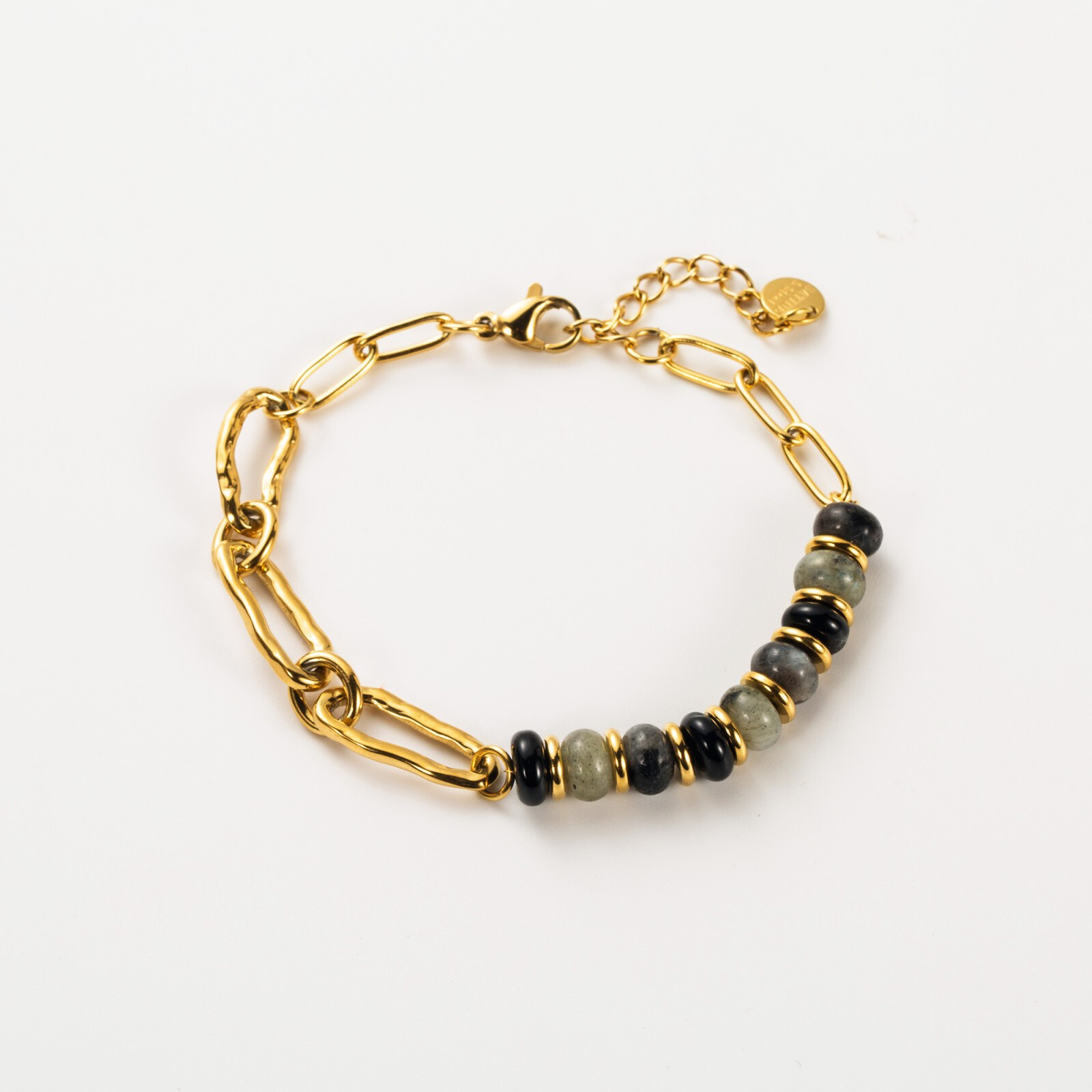 Wholesaler Satine - Bracelet chain of natural stones with irregular links