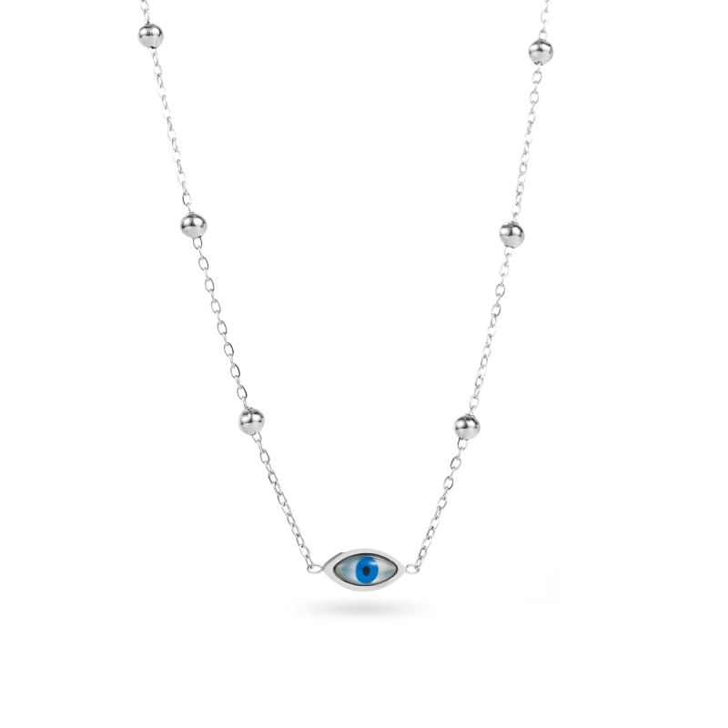 Mayorista Satine - Collar con colgante de ojo fino y cuentas de acero