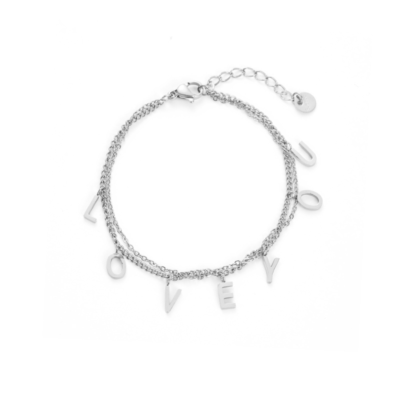 Wholesaler Satine - Double Row Bracelet with “Love You” Charms