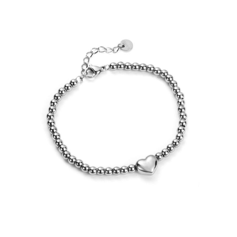 Wholesaler Satine - Steel Bead Chain Bracelet with Heart Pendant