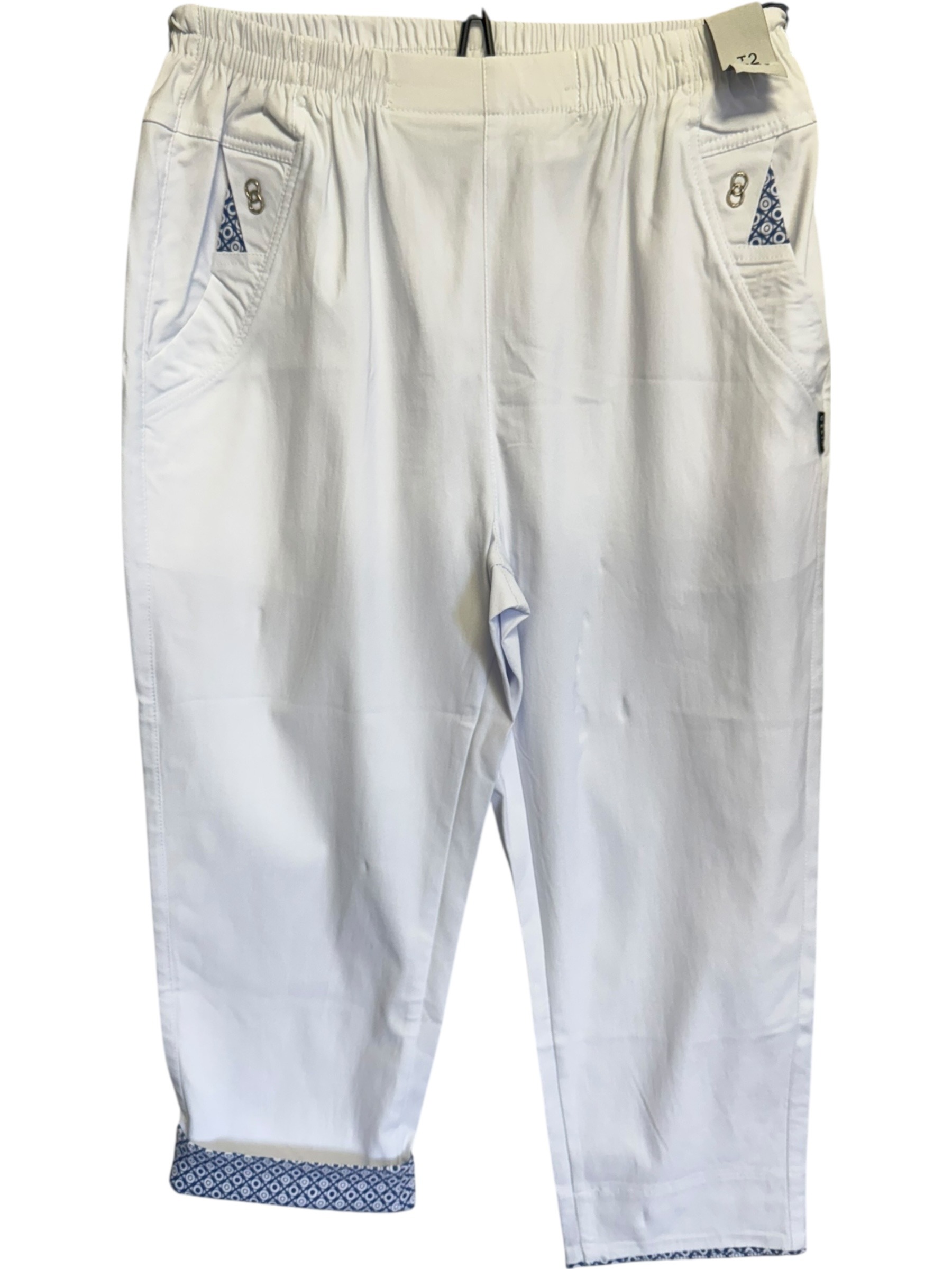 Großhändler Saturne Paris - Big Size Exclusive - K1006 Elastische Caprihose mit Umschlägen