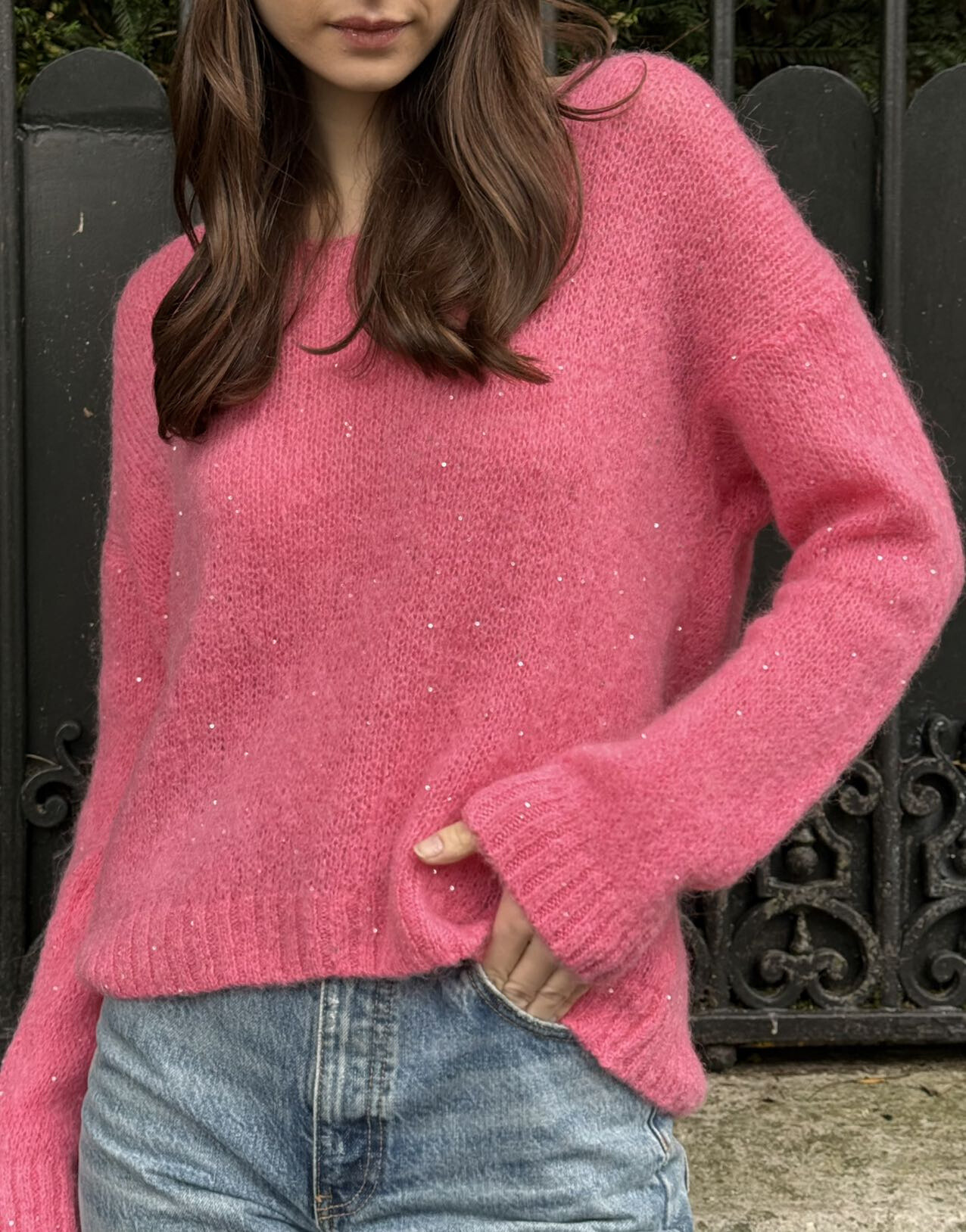 Wholesaler SAVANA - V-neck & sequin sweater with alpaca