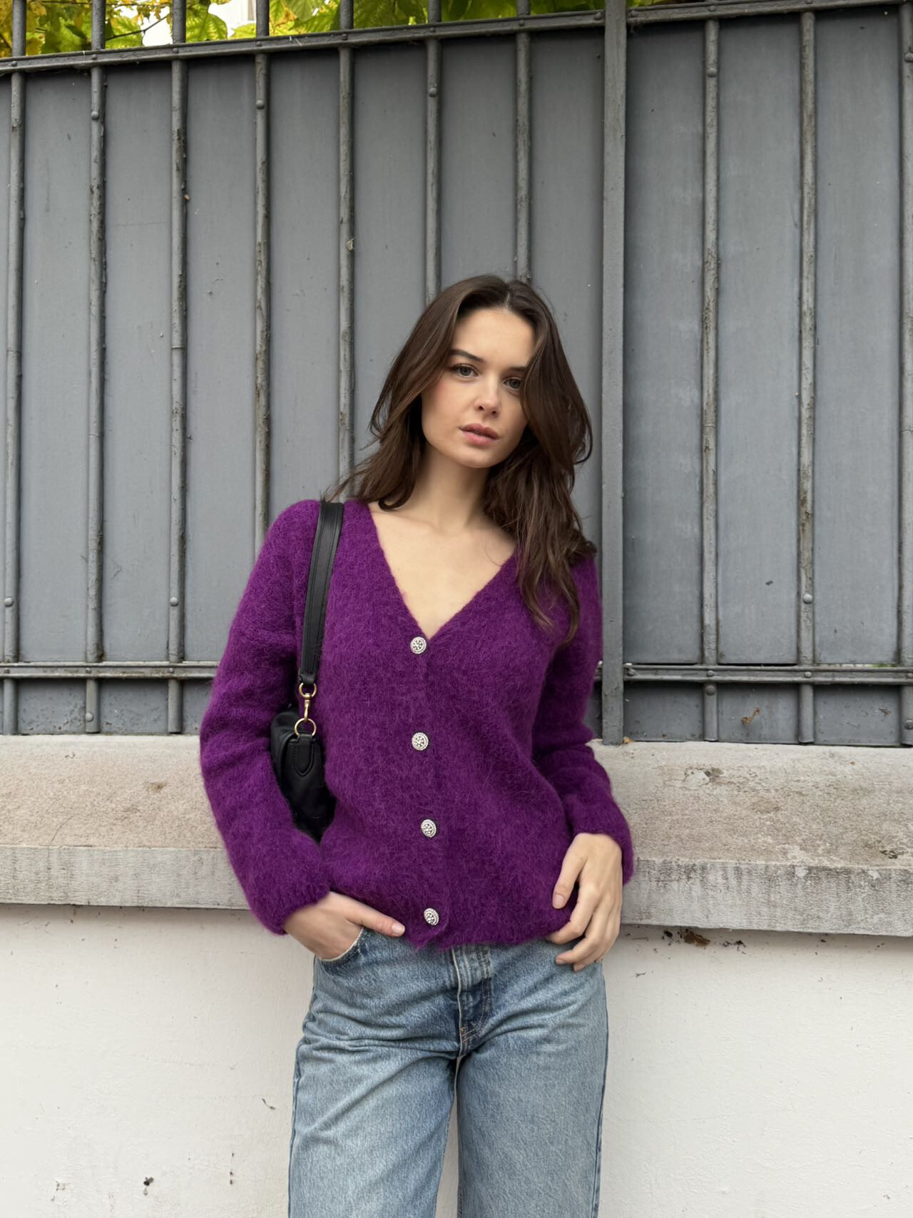 Wholesaler SAVANA - Baby alpaca cardigan with silver buttons