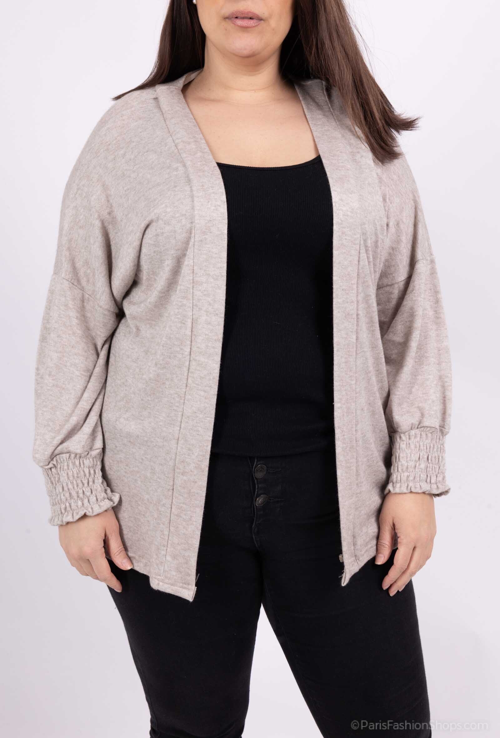 Wholesaler See Modern Grandes Tailles - Short knit kimono, multi-line smocked wrist