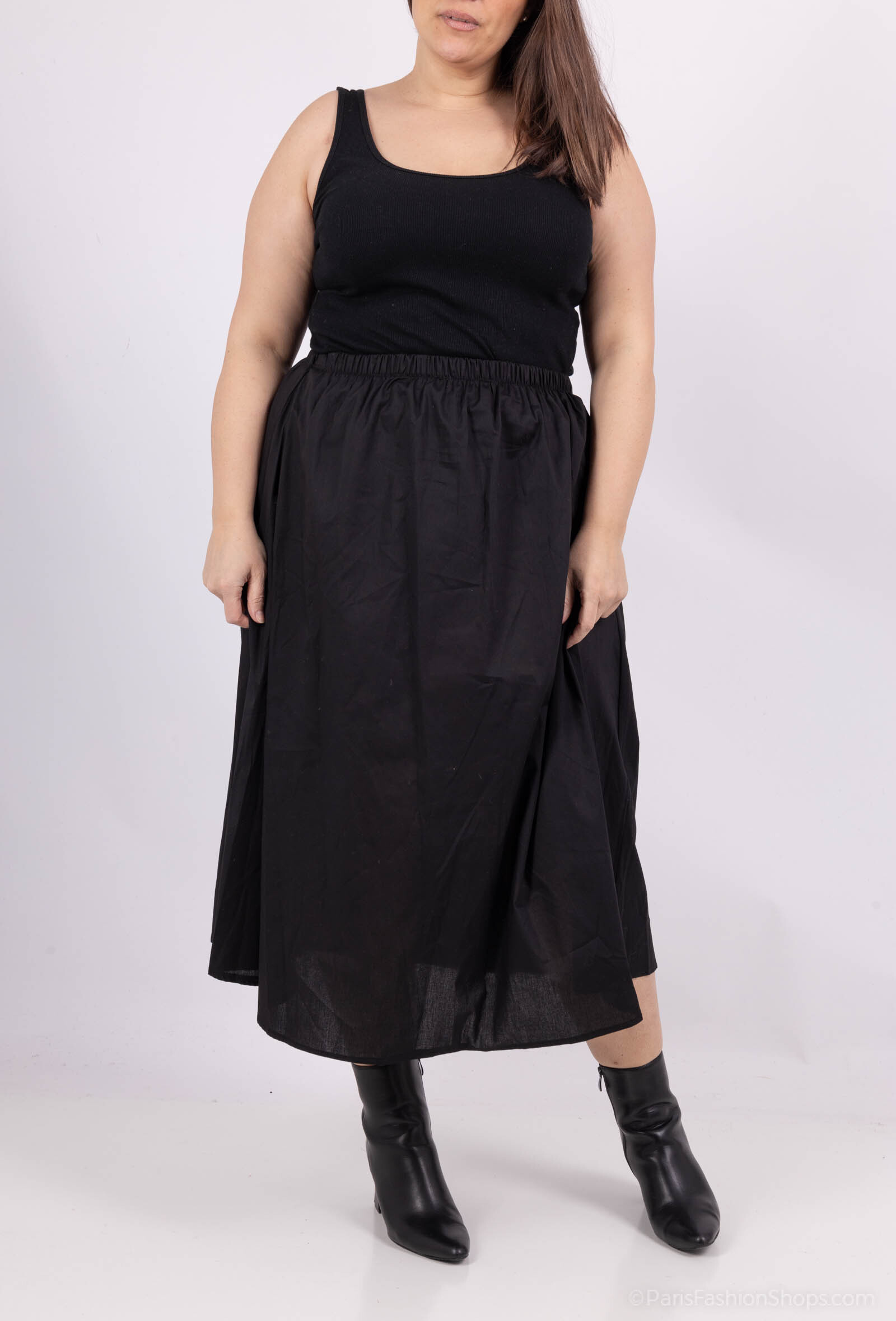 Wholesaler See Modern Grandes Tailles - Flared poplin skirt, oversize with 2 pockets on the sides