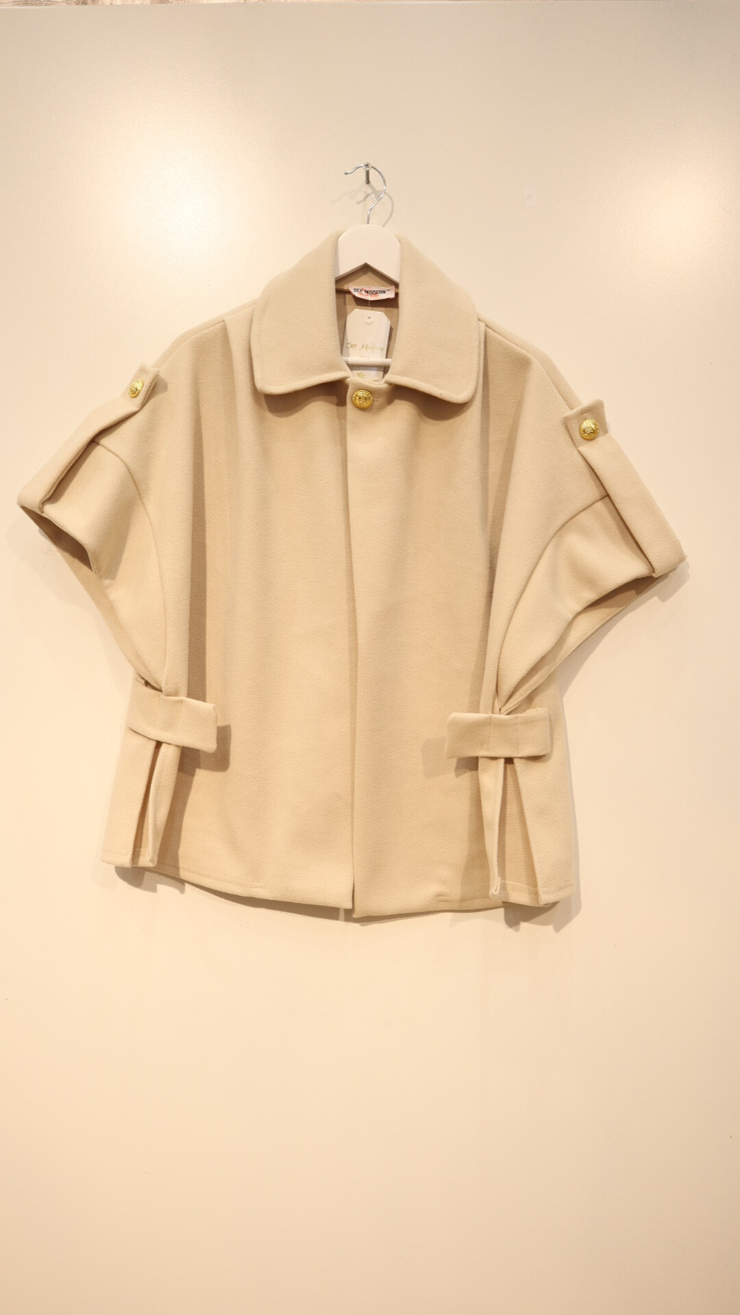 Wholesaler See Modern Grandes Tailles - Poncho-style cape with gold button epaulettes