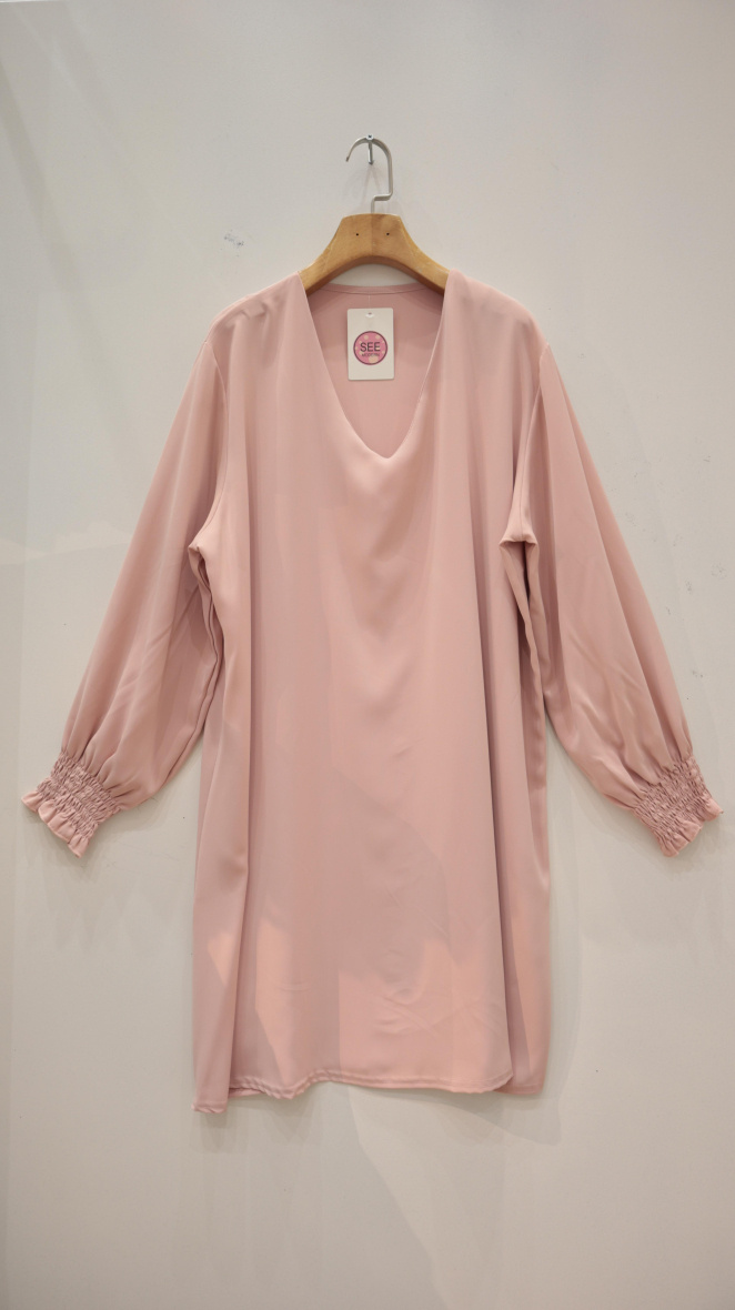 Wholesaler See Modern Grandes Tailles - Plus size v-neck dress with smorky sleeves