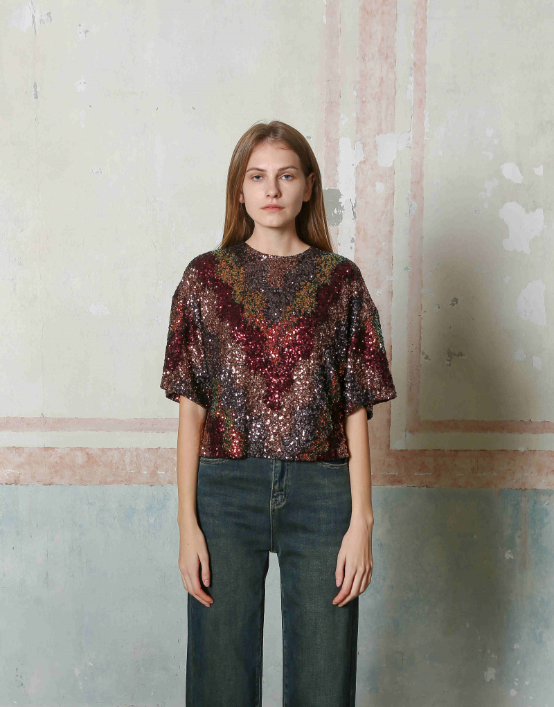Grossiste SEE U SOON - Top à sequin multicolores