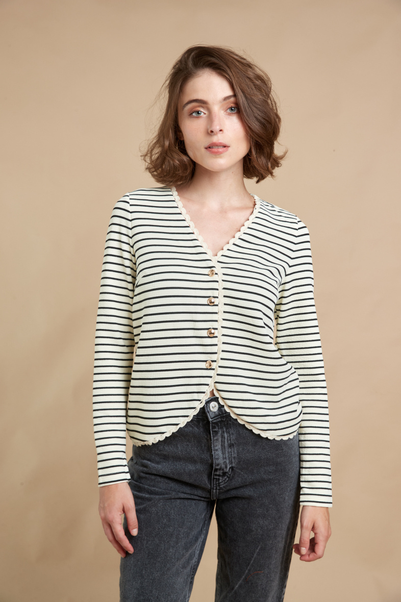 Grossiste Seelly - Blouse marinière boutonée devant