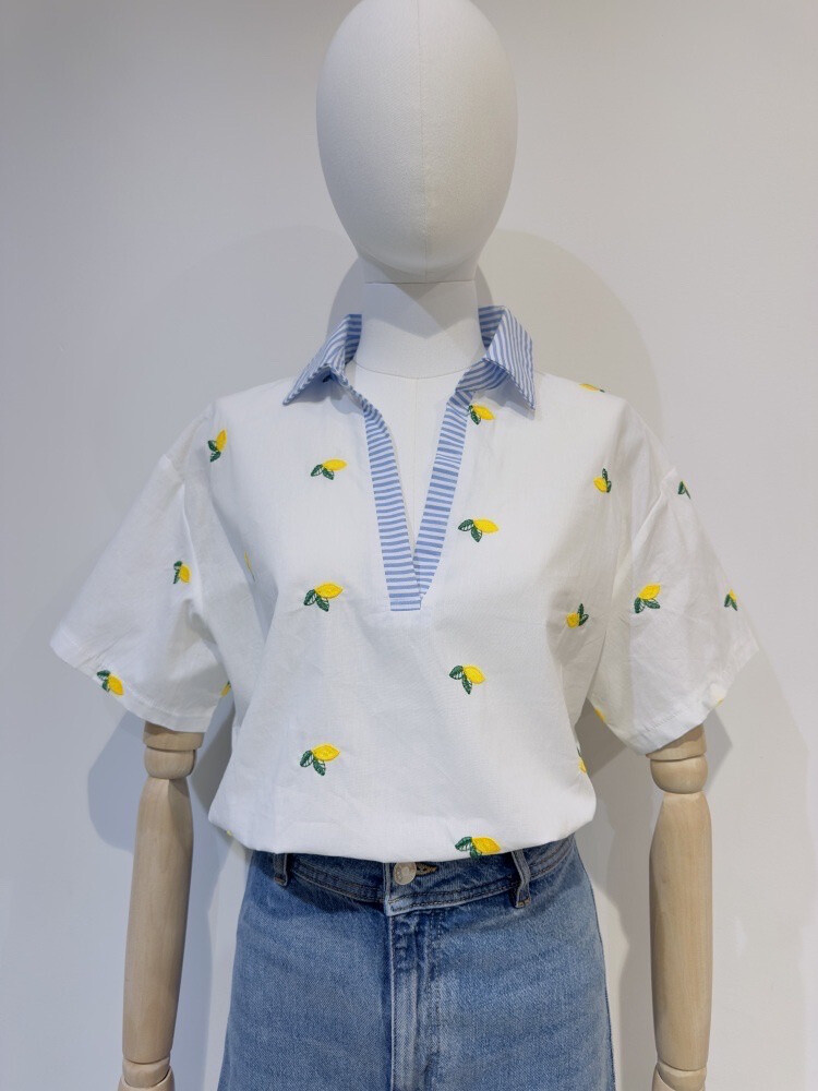 Grossiste Seelly - Blouse imprimée col rayé