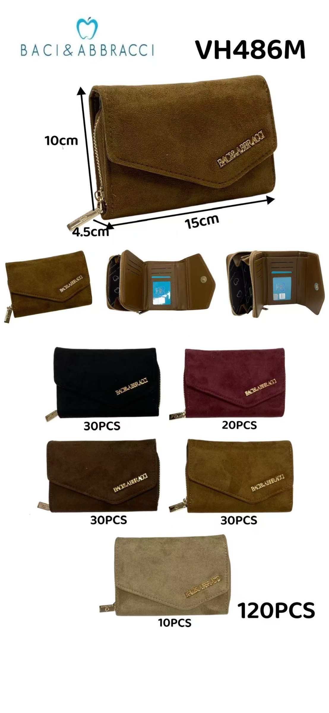 Grossista SELINA & CO - PORTAFOGLI IN SUEDE SCAMOSCIATA SINTETICA
