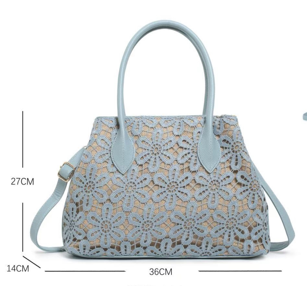 Mayorista SELINA & CO - BOLSO DE PAJA Y ENCAJE