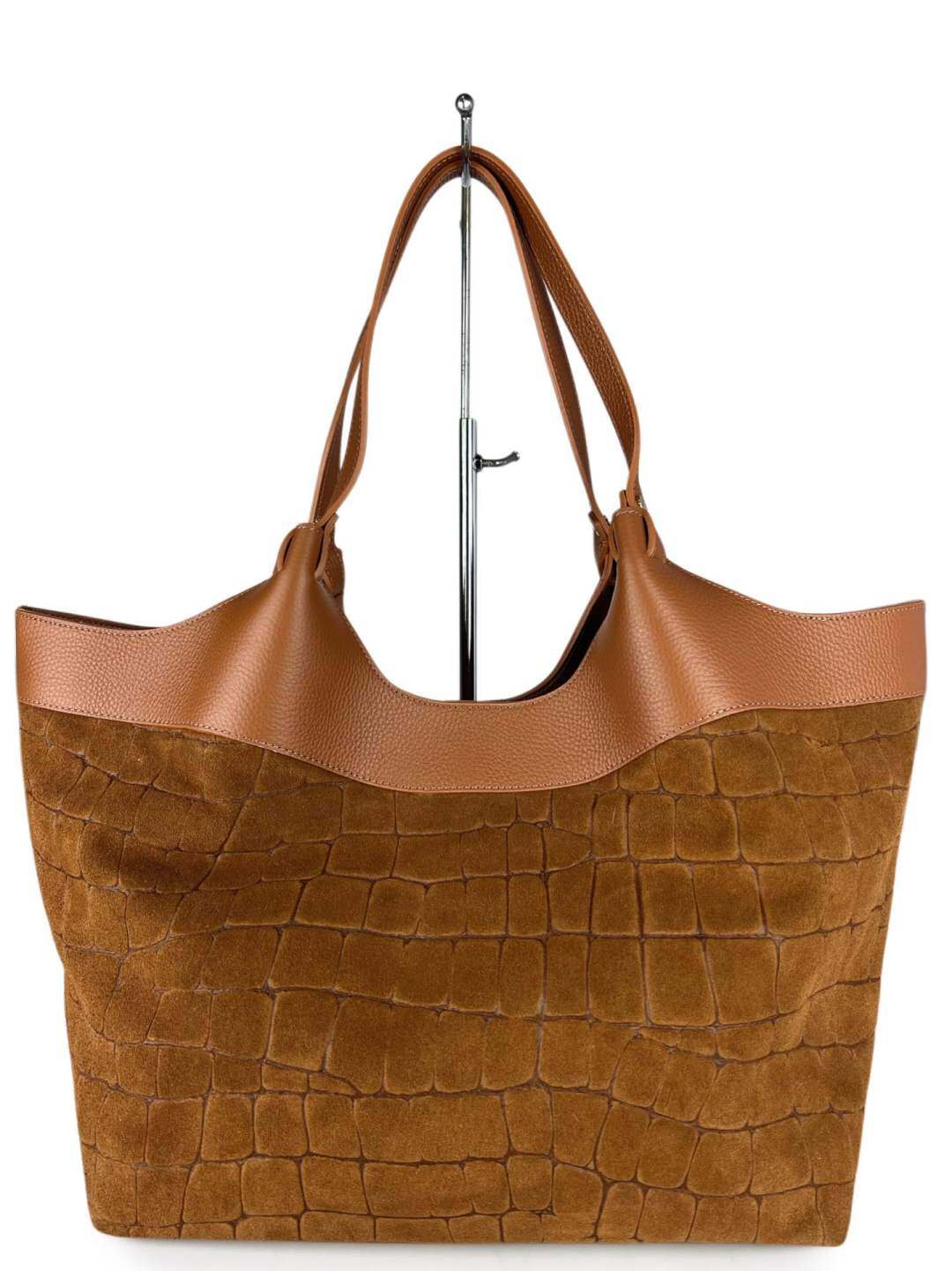 Grossista SELINA & CO - Maxi shopper grande in vera pelle suede scamosciata stampa coco made in Italy