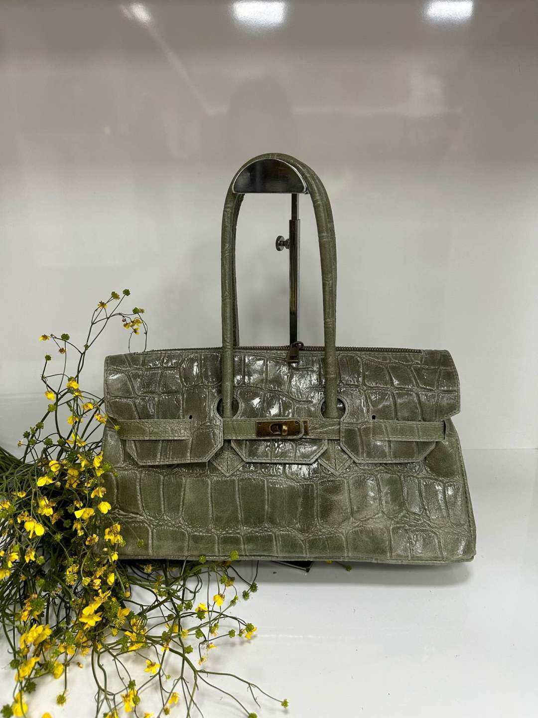Wholesaler SELINA & CO - GENUINE LEATHER BAG WITH CROCODILE PRINT MADE IN ITALY